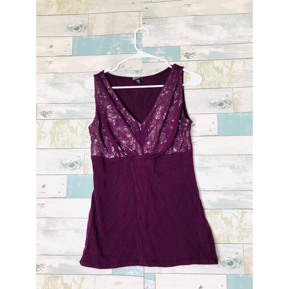 Express Purple Sequin sleeveless shirt